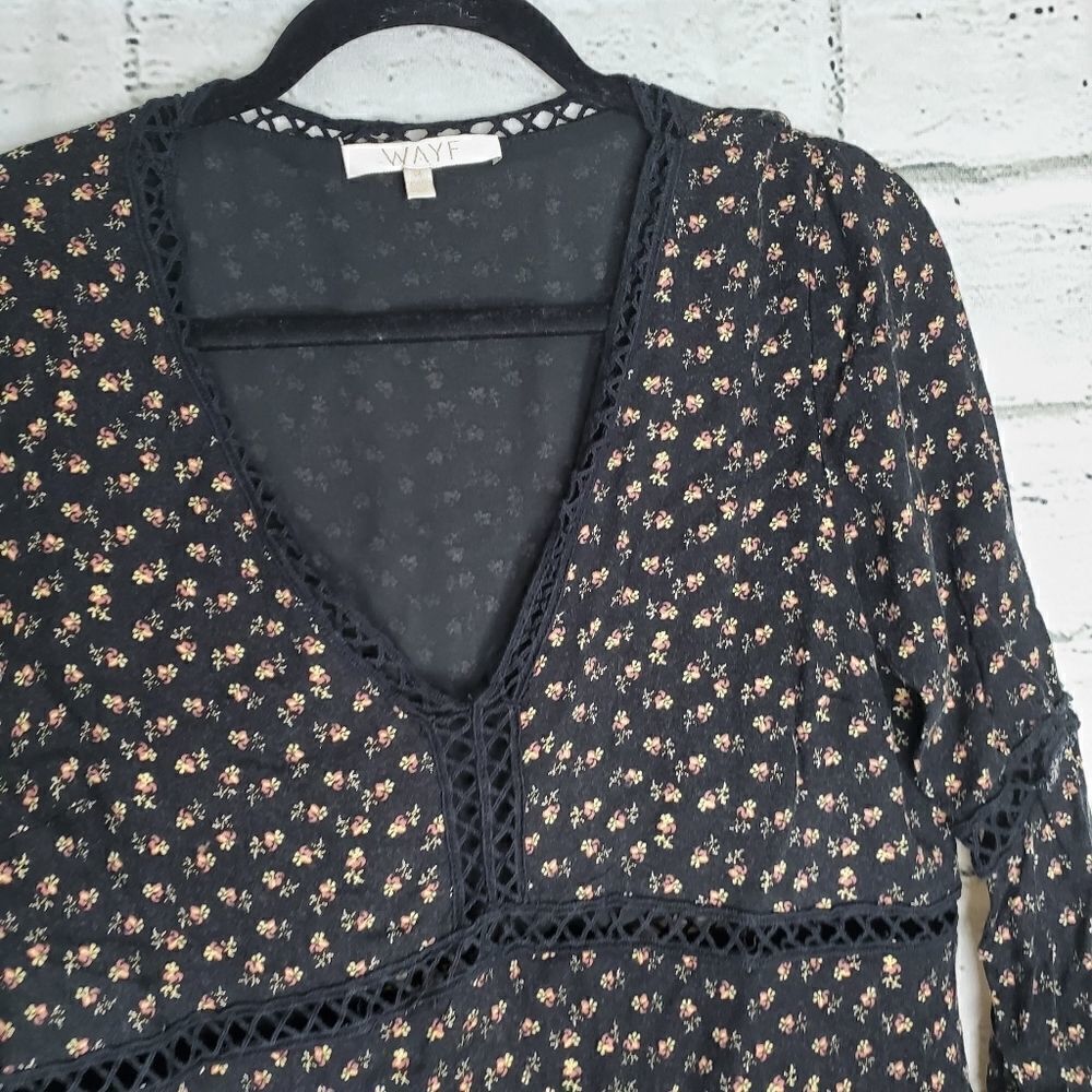 WAYF printed long sleeve floral mini dress medium - Picture 10 of 12